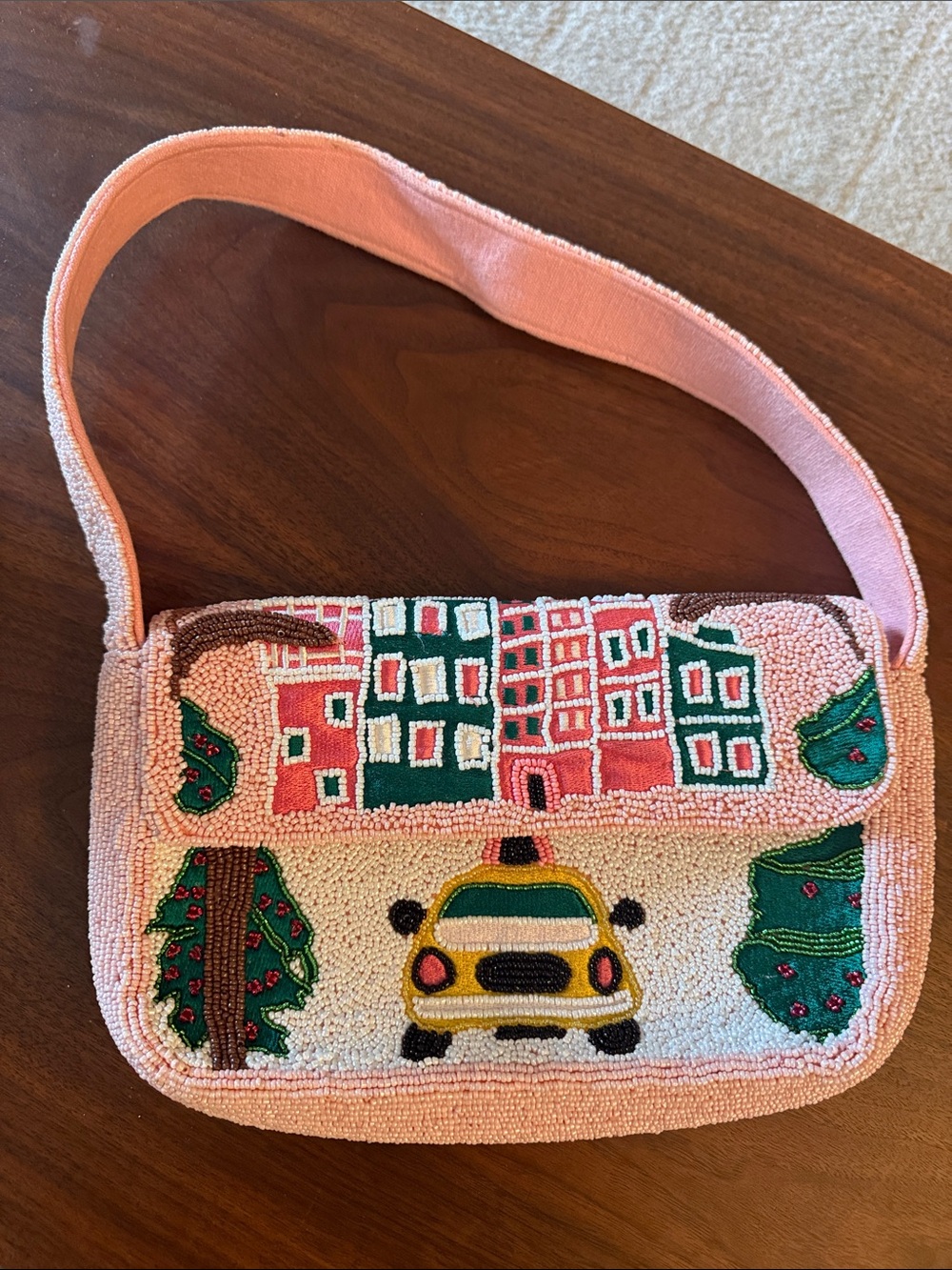 Pink Beaded City Taxi Bag